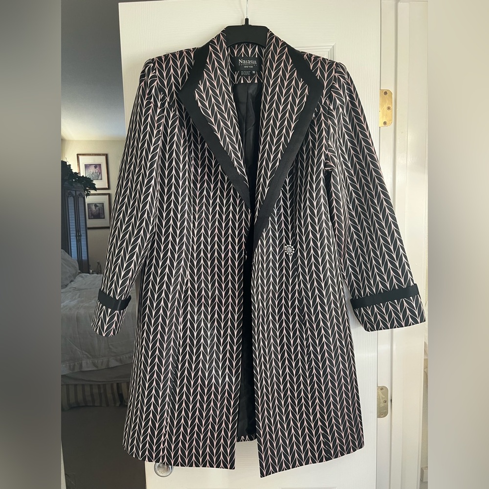 Vintage Natasia Collection New York Rhinestone Button Long Suit Jacket